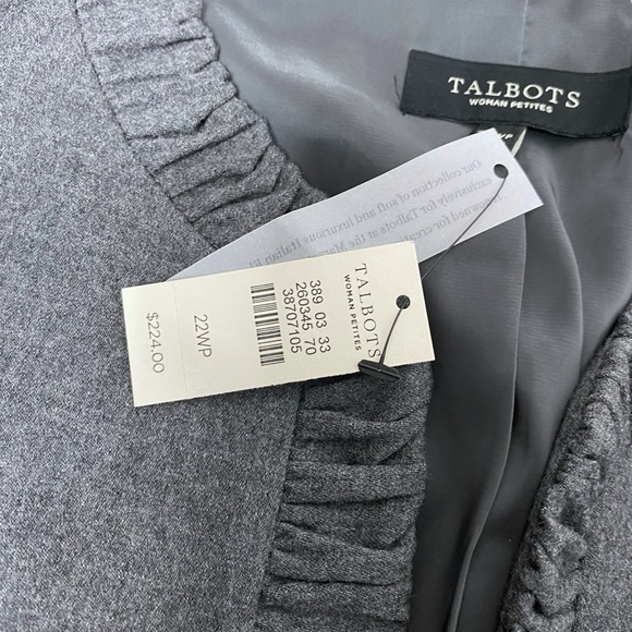 NWT Talbots Gray Ruffle Blazer Open Front Italian Wool Work Suit Jacket 22WP - Picture 7 of 10